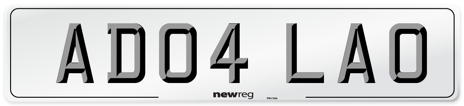 AD04 LAO Number Plate from New Reg